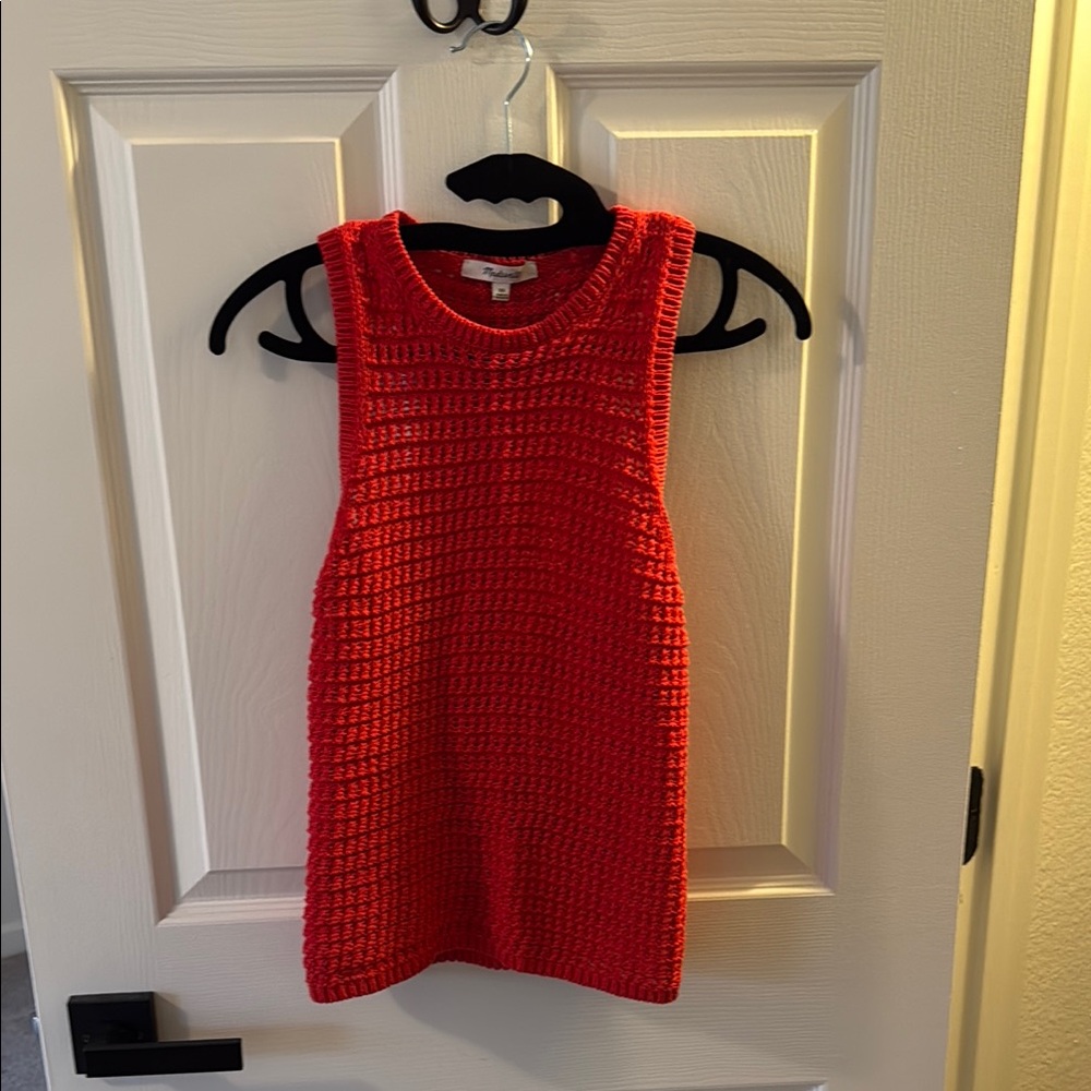 Red Knit Sleeveless Dress